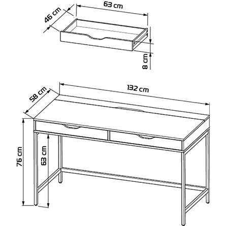 S01439 Ингар Д 132 стол письменный 132x58x76, белый