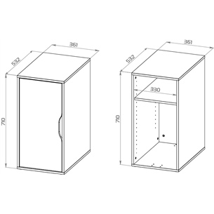 S01491 Ингар ДВ тумба 36x71x53, серо-бирюзовый