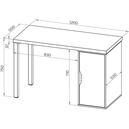S01507 ИНГАР 1/ДВ/T стол письменный 120x75x55, белый