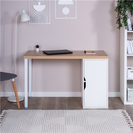 S01514 ИНГАР 1/ДВ/T стол письменный 120x75x55, дуб беленый/белый