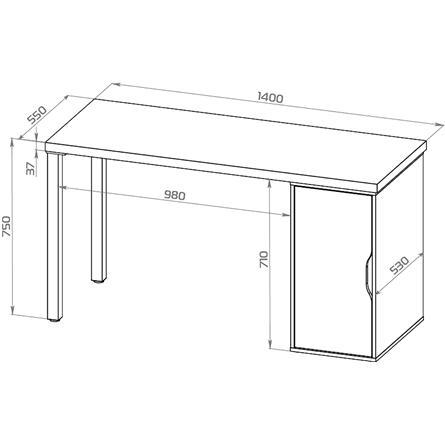 S01545 ИНГАР 2/ДВ/T стол письменный 140x75x55, дуб беленый/белый