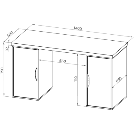 S01576 ИНГАР 2/ДВ/ДВ стол письменный 140x75x55, дуб беленый/белый