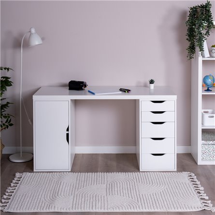 S01590 ИНГАР 2/5/ДВ стол письменный 140x75x55, белый