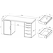 S01606 ИНГАР 2/5/ДВ стол письменный 140x75x55, дуб беленый/белый
