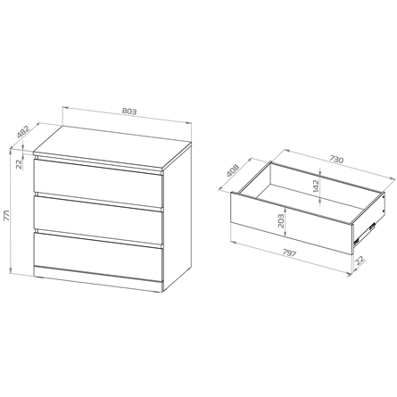 S01651 Варма Прайм 3 комод 80x77x48, белый