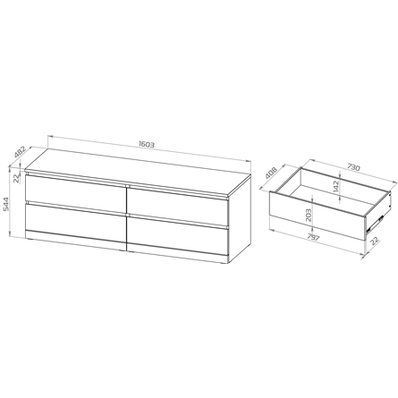 S01736 Варма Прайм 4Д комод 160x55x48 шпон ясень, коричневый