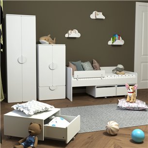 Детская СТУВА / Пикси. Комплект 4 - 2 шкафа, кровать с 3 бортиками и 3 тумбами (робкий подснежник)