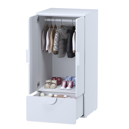 Детская СТУВА / Пикси. Комплект 4 - 2 шкафа, кровать с 3 бортиками и 3 тумбами (робкий подснежник)