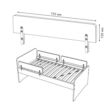 Детская СТУВА / Пикси. Комплект 4 - 2 шкафа, кровать с 3 бортиками и 3 тумбами (робкий подснежник)