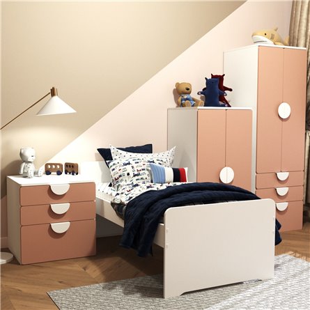 Детская СТУВА / Пикси. Комплект 6 - кровать, комод и 2 шкафа (мечтательный пион)