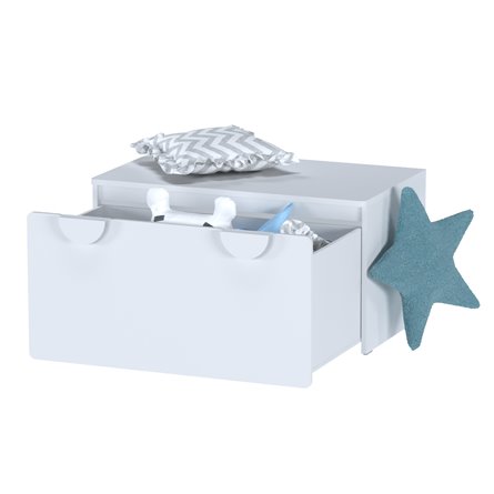 Детская СТУВА / Пикси. Комплект 1 - стеллаж, комод и стол с ящиком (робкий подснежник)