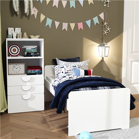 Детская Пикси. Комплект 3 - кровать, стеллаж и тумба (робкий подснежник)