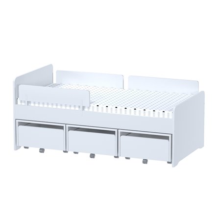 Кровать Стува / Пикси 80x160 с 3 бортиками и 3 тумбами (робкий подснежник)