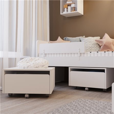 Кровать Стува / Пикси 80x160 с 3 бортиками и 3 тумбами (робкий подснежник)