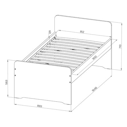 Кровать Стува / Пикси 80x160 с 3 бортиками и 3 тумбами (робкий подснежник)