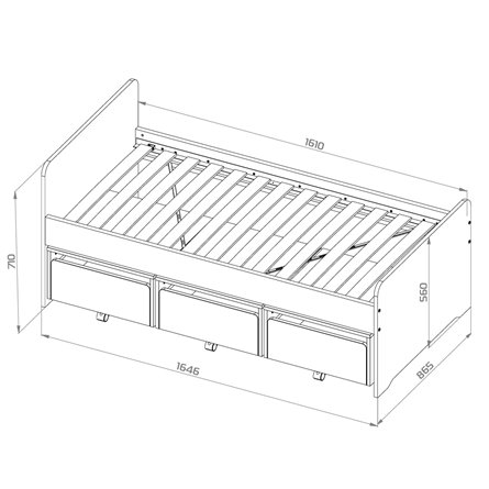Кровать Стува / Пикси 80x160 с 3 бортиками и 3 тумбами (робкий подснежник)
