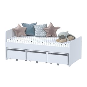Кровать Стува / Пикси 80x160 с 3 бортиками и 3 тумбами (робкий подснежник)