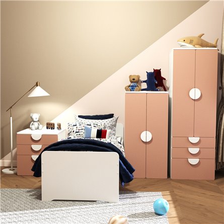 Шкаф 2-х дверный Стува / Пикси с 3 выдвижными ящиками и полкой 60x57x180 (мечтательный пион)