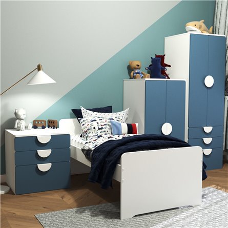 Шкаф 2-х дверный Стува / Пикси с 3 выдвижными ящиками и полкой 60x57x180 (озорной василек)