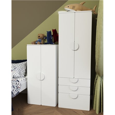 Шкаф 2-х дверный Стува / Пикси с 3 выдвижными ящиками и полкой 60x57x180 (робкий подснежник)