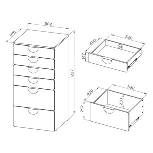Комод Стува / Пикси 6 ящиков 60x57x120 (мечтательный пион)