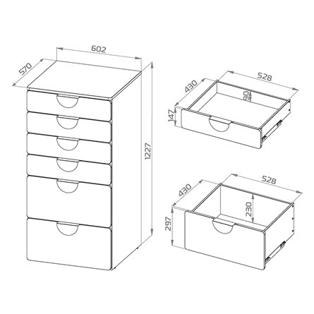 Комод Стува / Пикси 6 ящиков 60x57x120 (озорной василек)