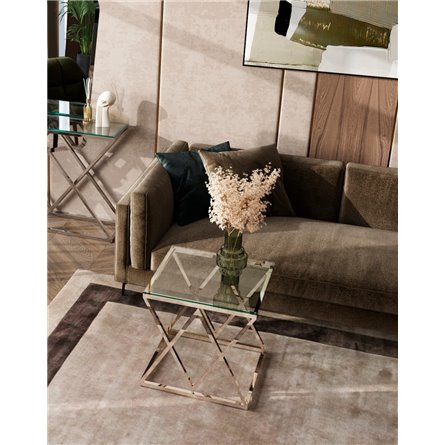 Журнальный стол|Stool Group|55*55 ИНСИГНИЯ серебро, каркас нержавеющая сталь