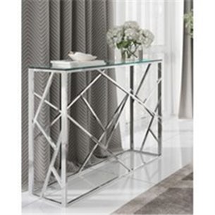 Консоль|Stool Group|АРТ ДЕКО 115*30 серебро, каркас нержавеющая сталь