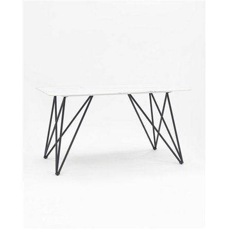 Стол|Stool Group|обеденный Сакраменто 140*90 белый, стеклянная столешница с рисунком под мрамор