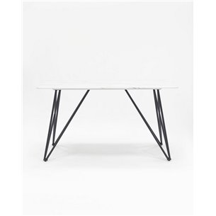 Стол|Stool Group|обеденный Сакраменто 140*90 белый, стеклянная столешница с рисунком под мрамор