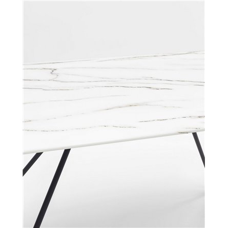 Стол|Stool Group|обеденный Сакраменто 140*90 белый, стеклянная столешница с рисунком под мрамор