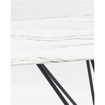 Стол|Stool Group|обеденный Сакраменто 140*90 белый, стеклянная столешница с рисунком под мрамор