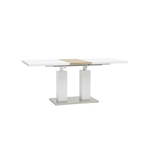 Стол обеденный Сиэтл раскладной 140-180*90 глянцевый белый