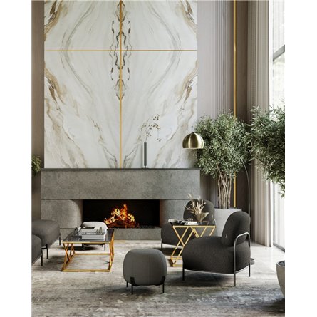 Журнальный стол|Stool Group|55*55 ИНСИГНИЯ золото стекло smoke, каркас нержавеющая сталь