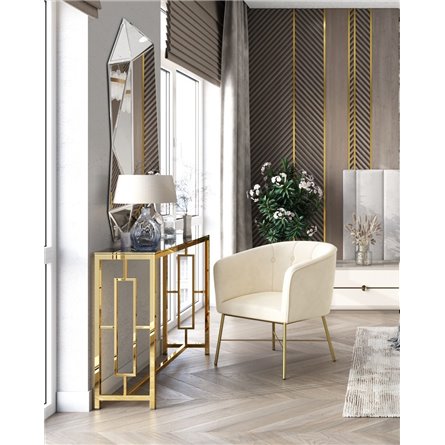 Консоль|Stool Group|БРУКЛИН 115*30 золото стекло smoke, каркас нержавеющая сталь