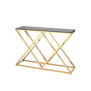 Консоль ИНСИГНИЯ 115*30 золото стекло smoke