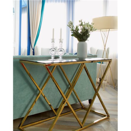 Консоль|Stool Group|ИНСИГНИЯ 120*40 золото стекло smoke, каркас нержавеющая сталь