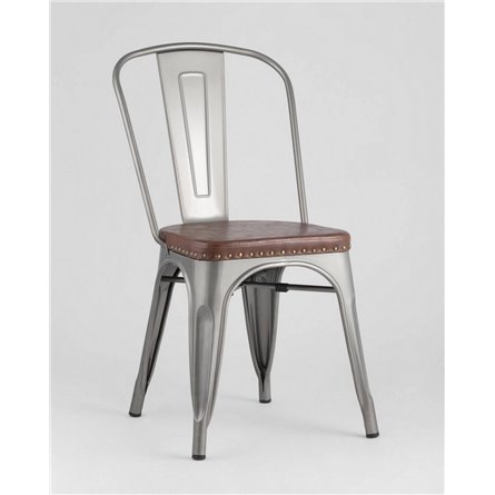 Стул|Stool Group|TOLIX SOFT со спинкой серебристый экокожа ножки металл