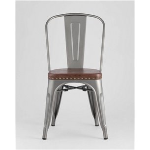 Стул|Stool Group|TOLIX SOFT со спинкой серебристый экокожа ножки металл