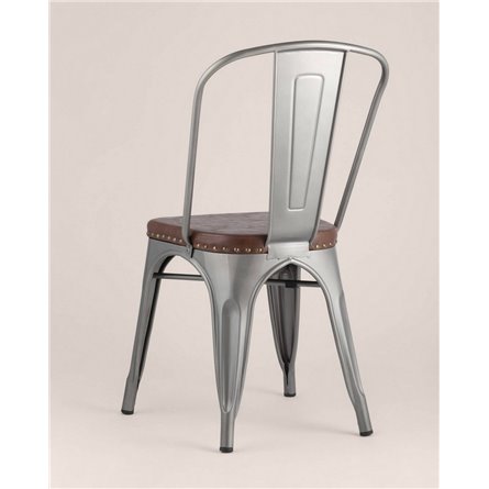 Стул|Stool Group|TOLIX SOFT со спинкой серебристый экокожа ножки металл