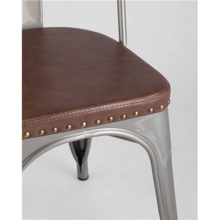 Стул|Stool Group|TOLIX SOFT со спинкой серебристый экокожа ножки металл