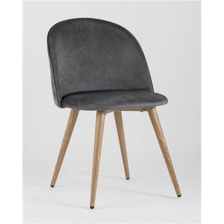 Стул|Stool Group|Лион с ромбами серый, металлические ножки под дерево, велюровая ткань, спинка с ромбовидной стеж