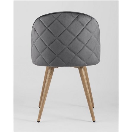 Стул|Stool Group|Лион с ромбами серый, металлические ножки под дерево, велюровая ткань, спинка с ромбовидной стеж