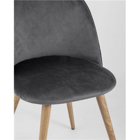 Стул|Stool Group|Лион с ромбами серый, металлические ножки под дерево, велюровая ткань, спинка с ромбовидной стеж