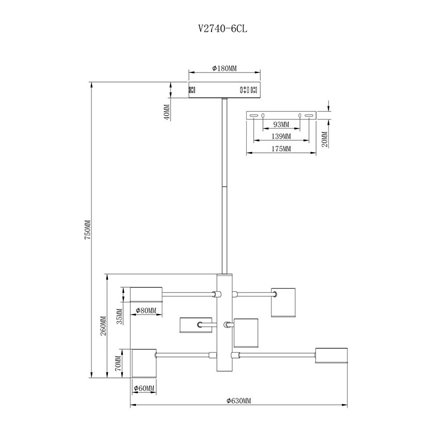 Люстра|Moderli|на штанге Moderli V2740-6CL Lewes 6*LED*5W
