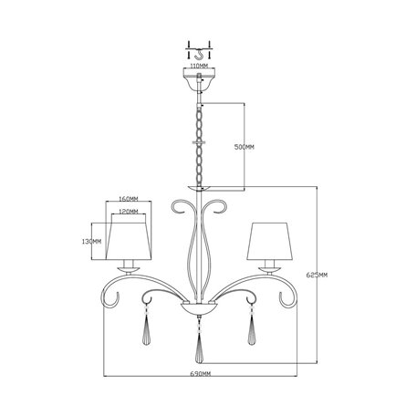 Люстра|Moderli|Moderli V2601-5P Aramco 5*E14*60W подвесная