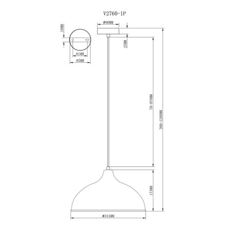 Светильник|Moderli|V2760-1P Sega 1*E27*60W подвесной
