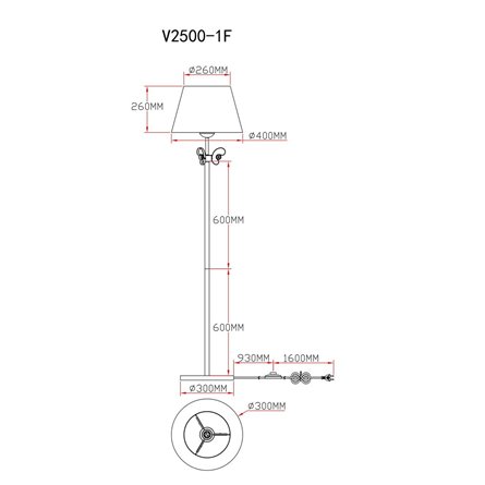 Торшер|Moderli|V2500-1F Riccardo 1*E14*60W