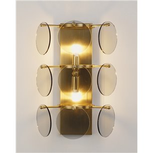 Бра|Moderli|настенный светильник в стиле модерн V7081-2W Komo дымчатое стекло латунь