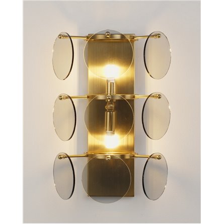 Бра|Moderli|настенный светильник в стиле модерн V7081-2W Komo дымчатое стекло латунь